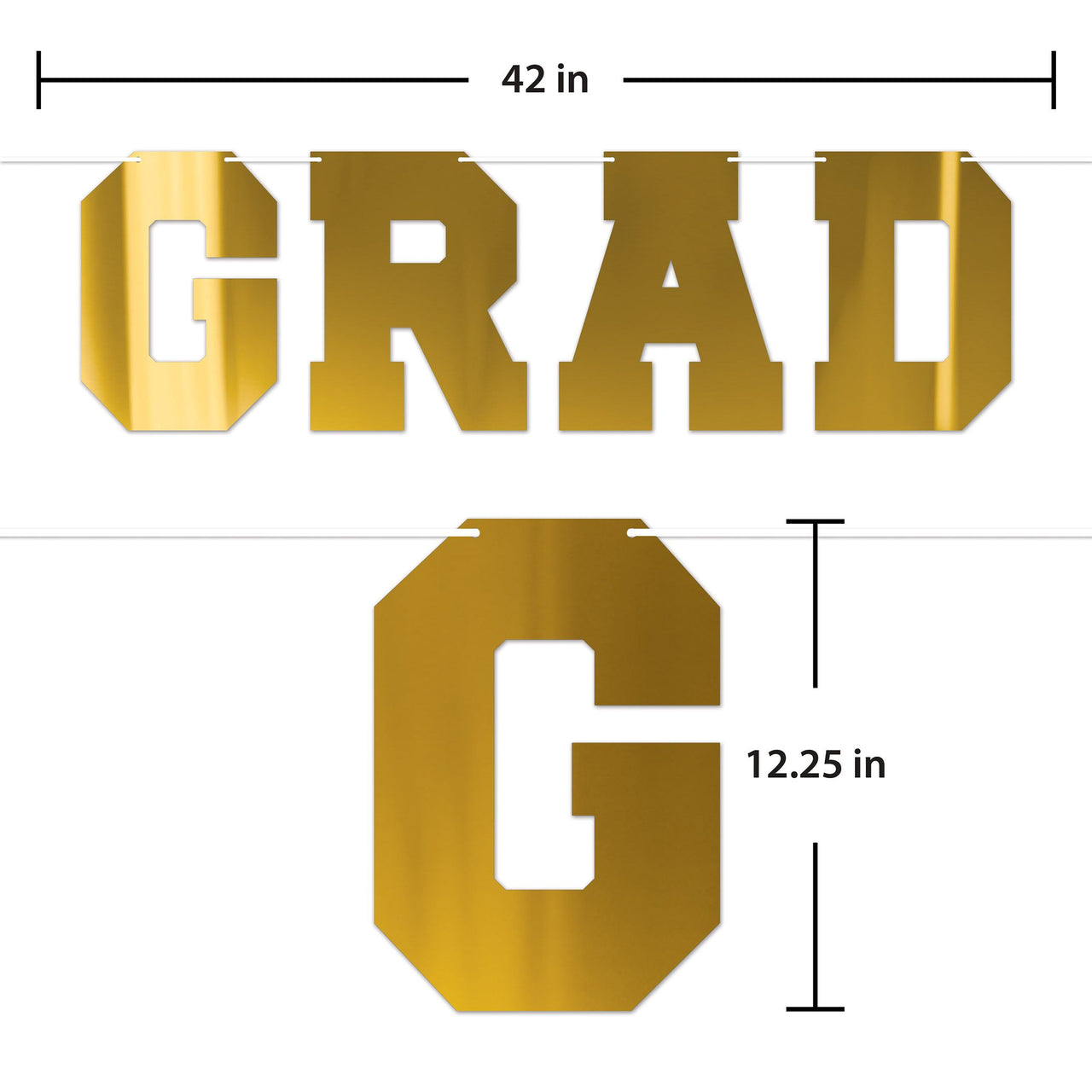12 Pack Bulk Gold Foil Graduation Streamer Assembly Required