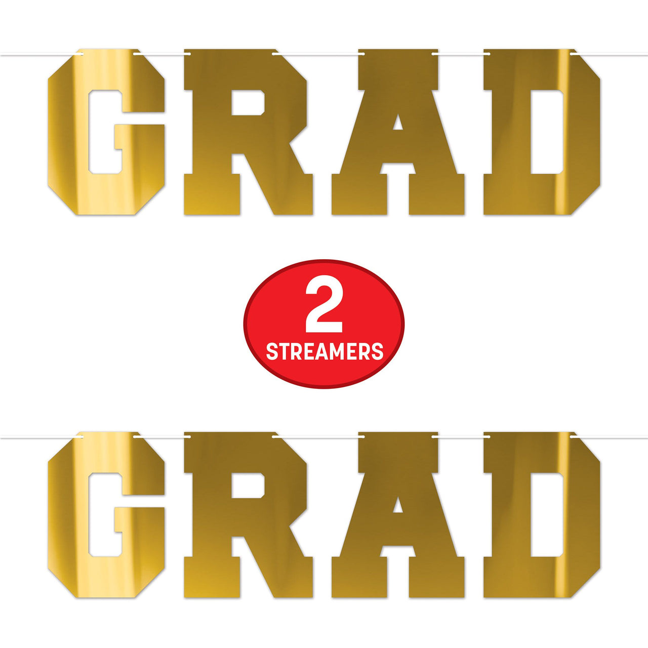 12 Pack Bulk Gold Foil Graduation Streamer Assembly Required