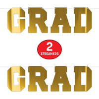 12 Pack Bulk Gold Foil Graduation Streamer Assembly Required