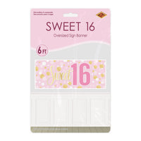 12 Pack Bulk Sweet 16 Oversized All-Weather Sign Banner (30 inchx6 ft)