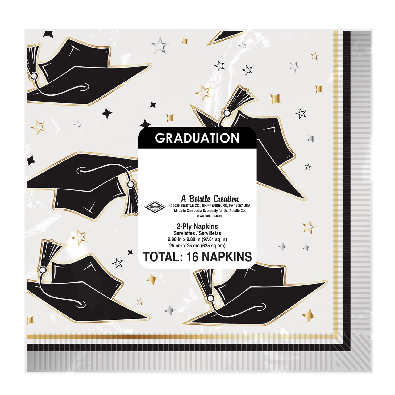192 Pack Bulk Graduation Beverage Napkins 2-Ply