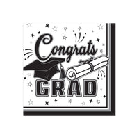 Congrats Grad Black Beverage Napkins - 36 Ct. (2-Ply)