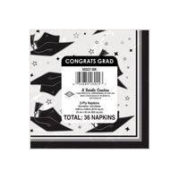432 Pack Bulk Congrats Grad Black Beverage Napkins 2-Ply