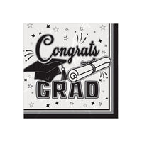 432 Pack Bulk Congrats Grad Black Beverage Napkins 2-Ply