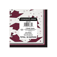 432 Pack Bulk Congrats Grad Burgundy Beverage Napkins