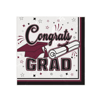 432 Pack Bulk Congrats Grad Burgundy Beverage Napkins