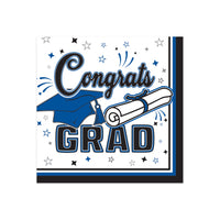 Congrats Grad Blue Beverage Napkins - 36 Ct. 2-Ply Graduation Supplies