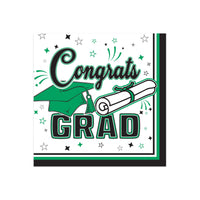 Congrats Grad Green Beverage Napkins - 36 Ct. (2-Ply)