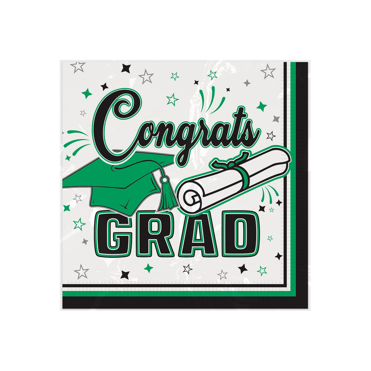 432 Pack Bulk Congrats Grad Green Beverage Napkins 2-Ply