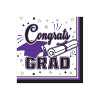 Congrats Grad Purple Beverage Napkins - 36-Count (2-Ply)