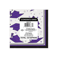 432 Pack Bulk Congrats Grad Purple Beverage Napkins 2-Ply