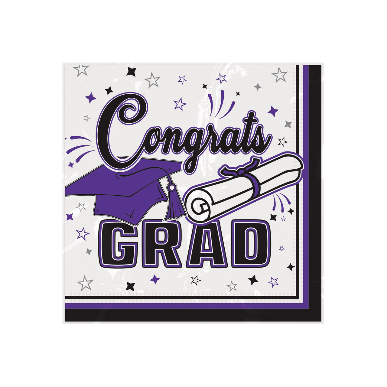 432 Pack Bulk Congrats Grad Purple Beverage Napkins 2-Ply