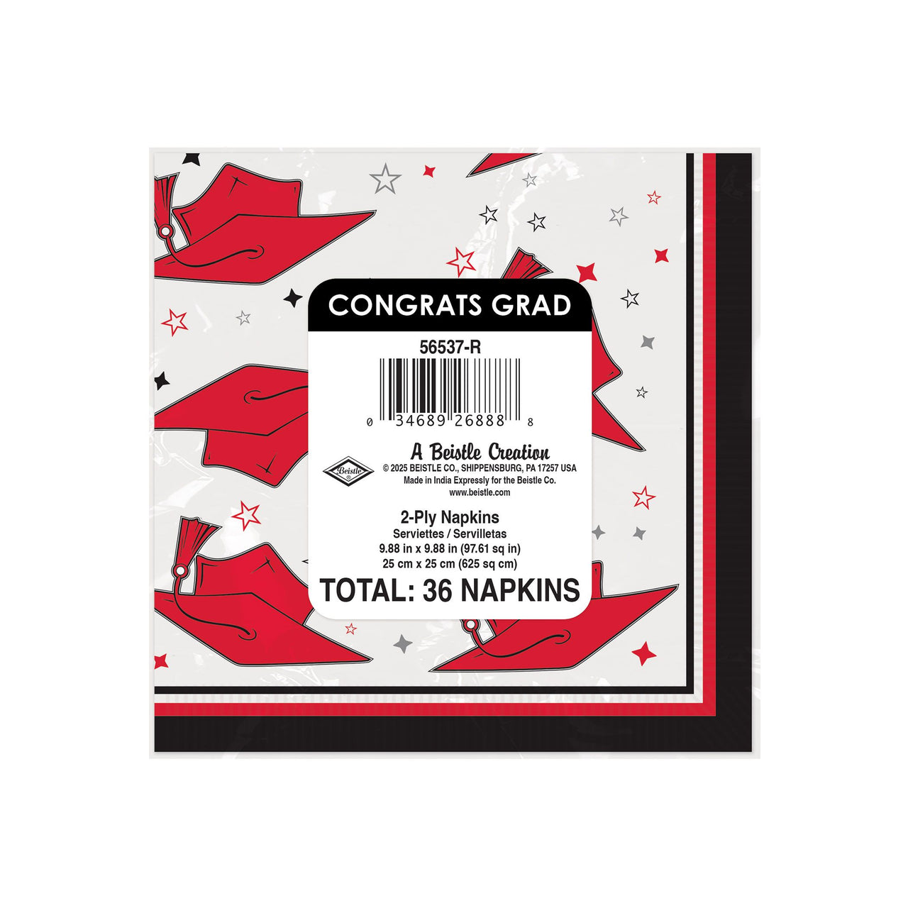 432 Pack Bulk Congrats Grad Red Beverage Napkins Graduation Party