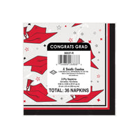 432 Pack Bulk Congrats Grad Red Beverage Napkins Graduation Party