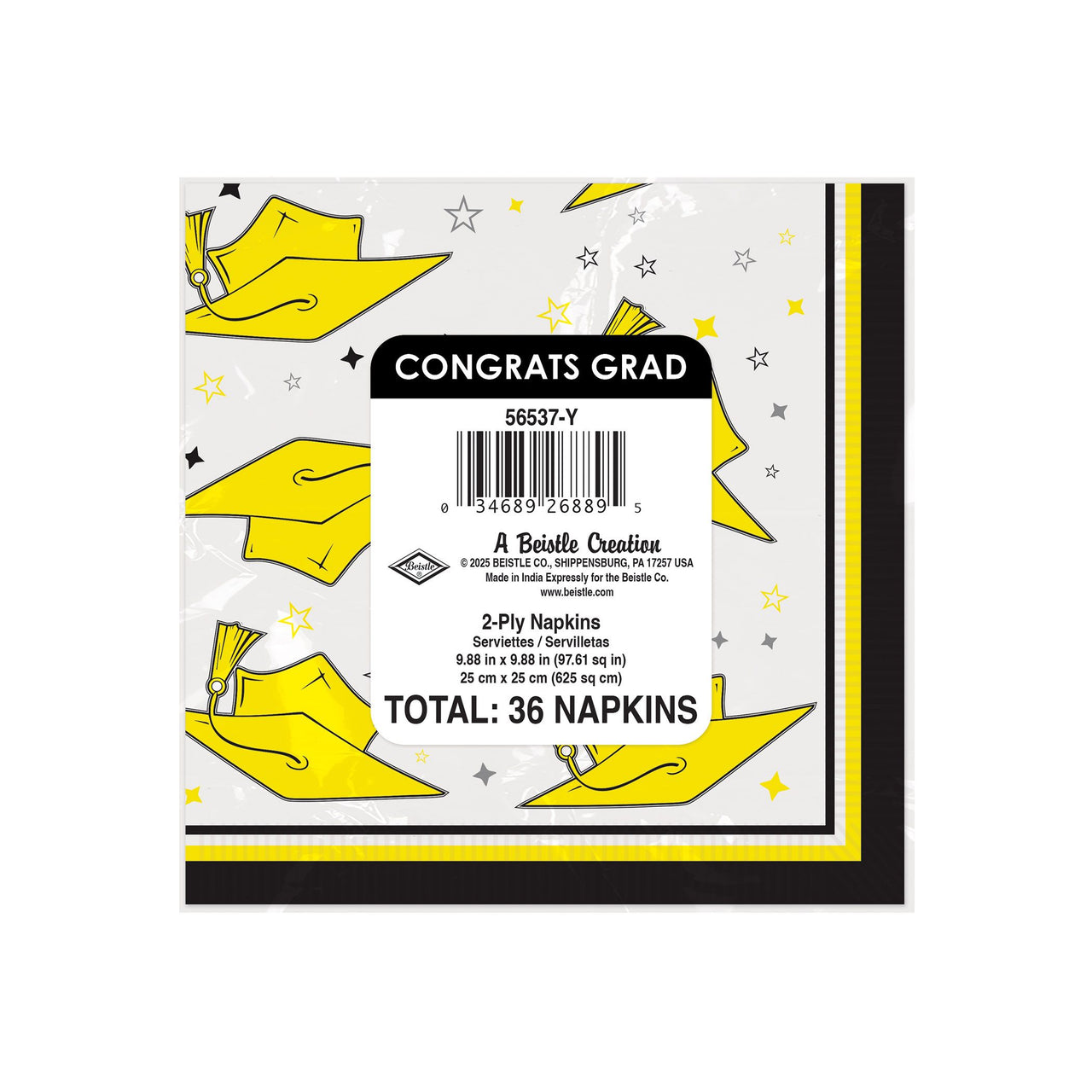 432 Pack Bulk Congrats Grad Yellow Beverage Napkins 2-Ply