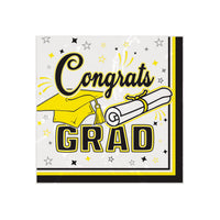 432 Pack Bulk Congrats Grad Yellow Beverage Napkins 2-Ply