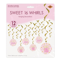72 Pack Bulk Sweet 16 Whirls Hanging Decorations