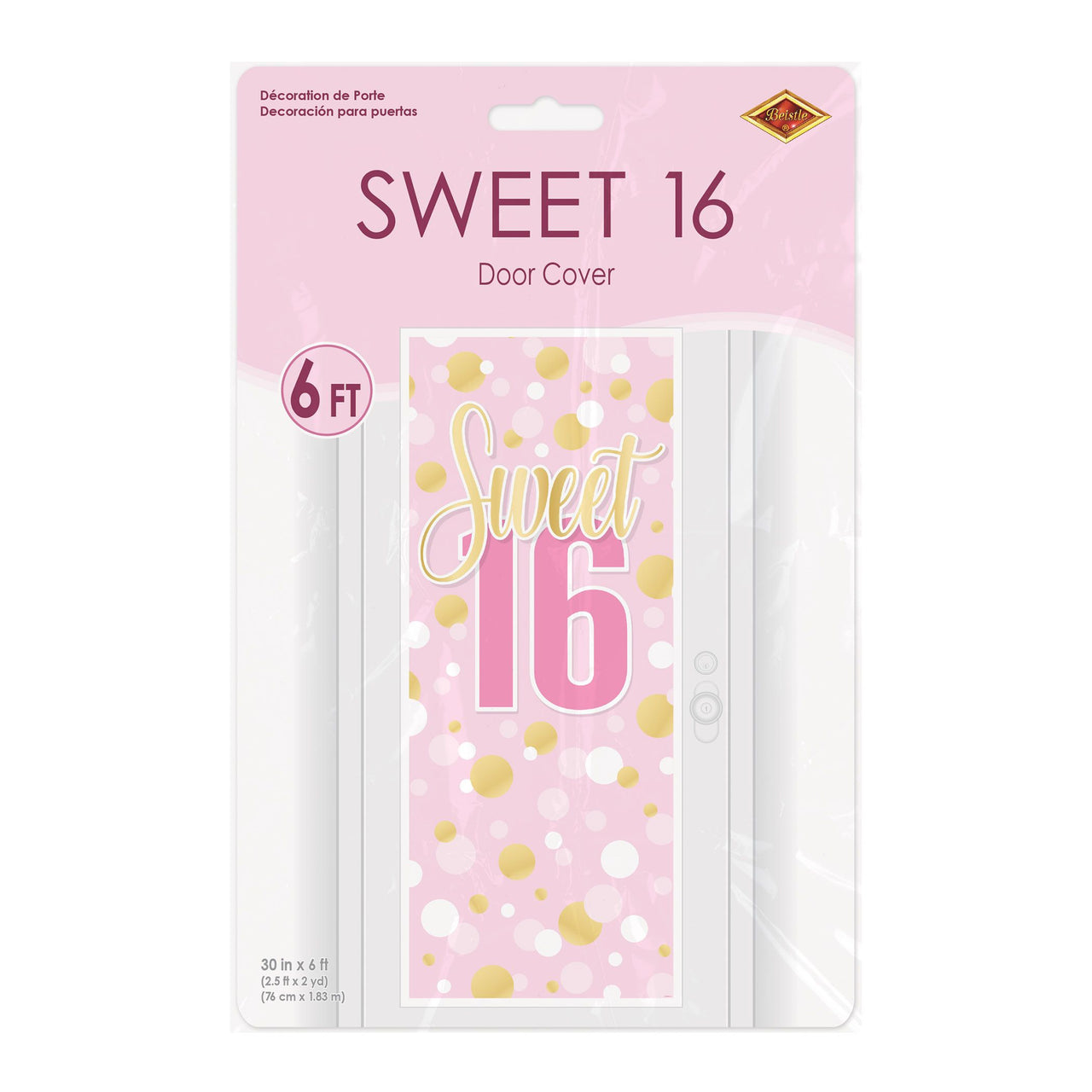 12 Pack Bulk Sweet 16 Birthday Door Cover All-Weather (6ft x 30in)