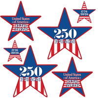 Patriotic Semiquincentennial Star Cutouts - Assorted Sizes