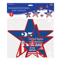 72 Pack Bulk Patriotic Semiquincentennial Star Cutouts Assorted Sizes