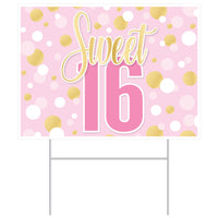 Sweet 16 Yard Sign - Weatherproof Plastic with H-Stake