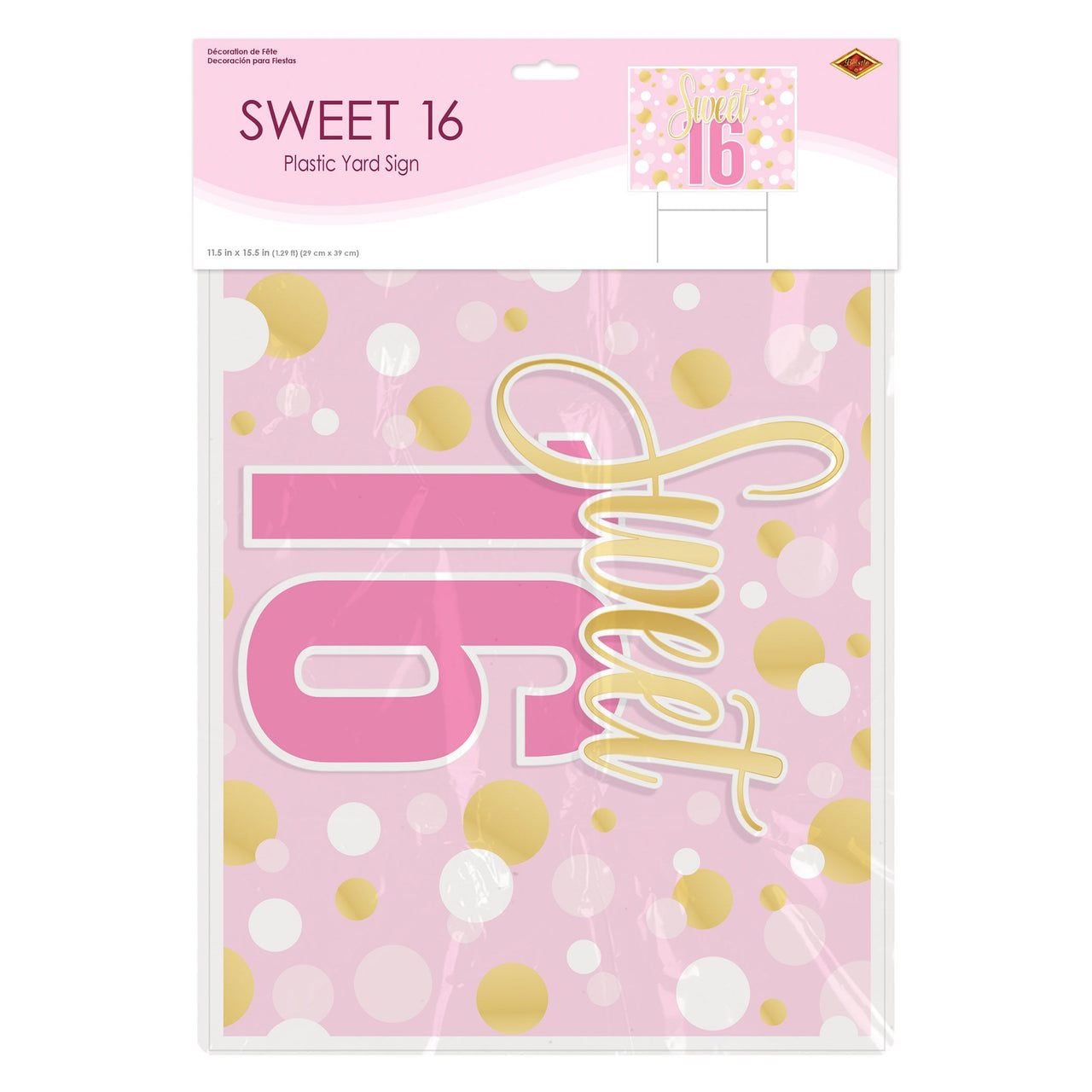 6 Pack Bulk Sweet 16 Yard Sign Weatherproof Plastic with H-Stake