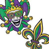 24 Pack Bulk Jumbo Mardi Gras Glitter Cutouts 24.75 inch