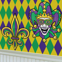 24 Pack Bulk Jumbo Mardi Gras Glitter Cutouts 24.75 inch