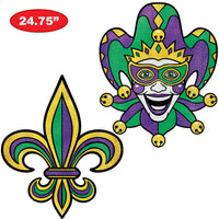 24 Pack Bulk Jumbo Mardi Gras Glitter Cutouts 24.75 inch