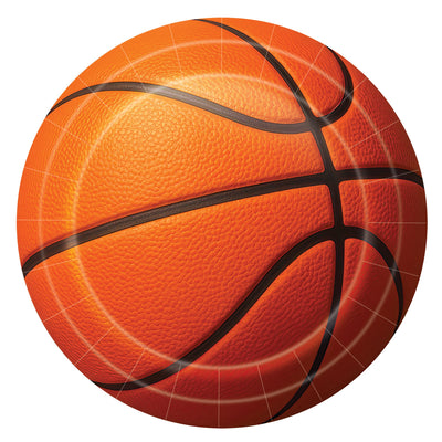 9" Basketball Dinner Plates - 8 Pack | Sports Party Tableware