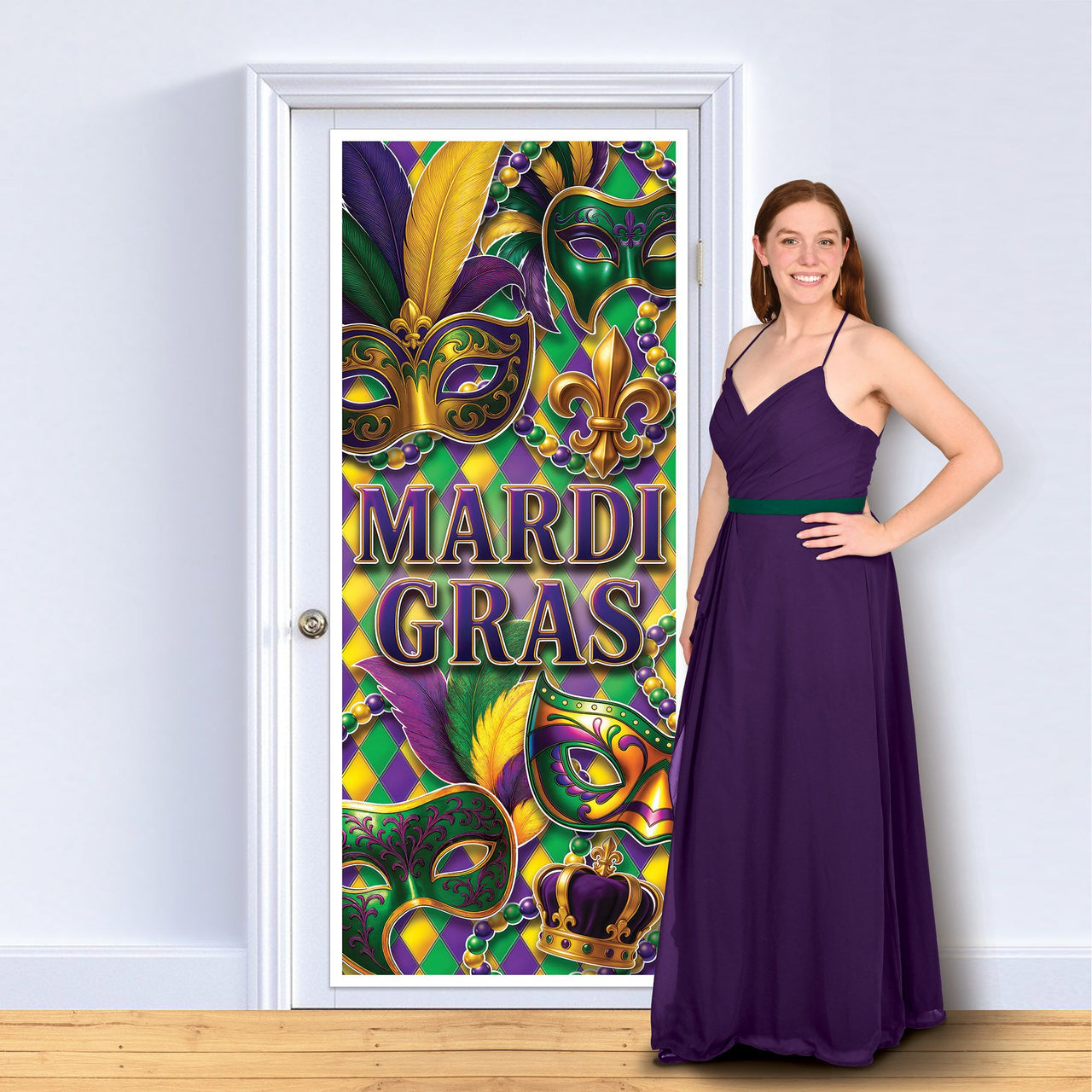 12 Pack Bulk Mardi Gras All-Weather Door Cover 6 ft x 30 inch