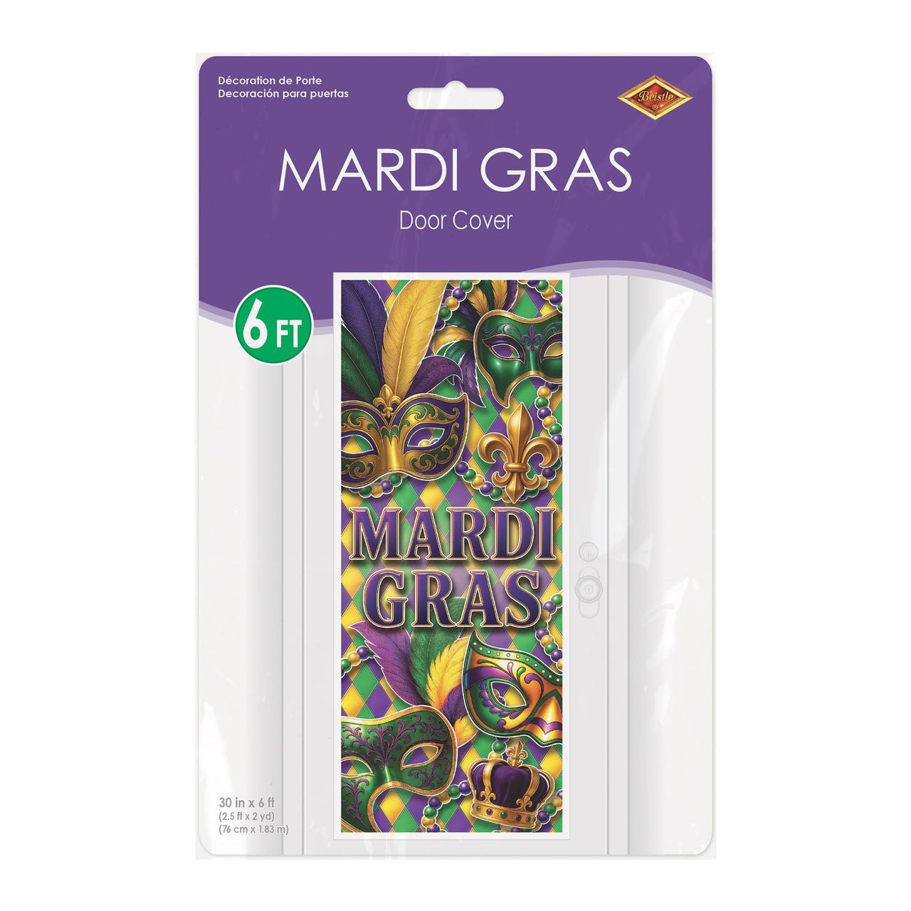 12 Pack Bulk Mardi Gras All-Weather Door Cover 6 ft x 30 inch