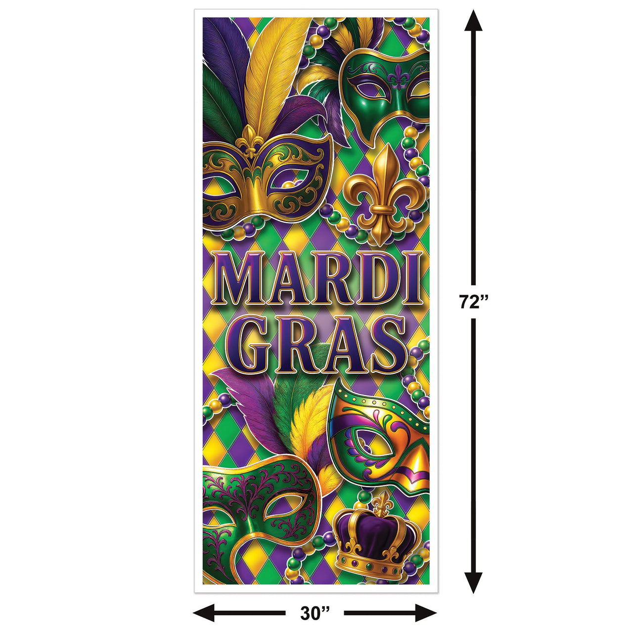 12 Pack Bulk Mardi Gras All-Weather Door Cover 6 ft x 30 inch