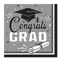 Graduation Congrats Grad Luncheon Napkins - Black (36 Count)