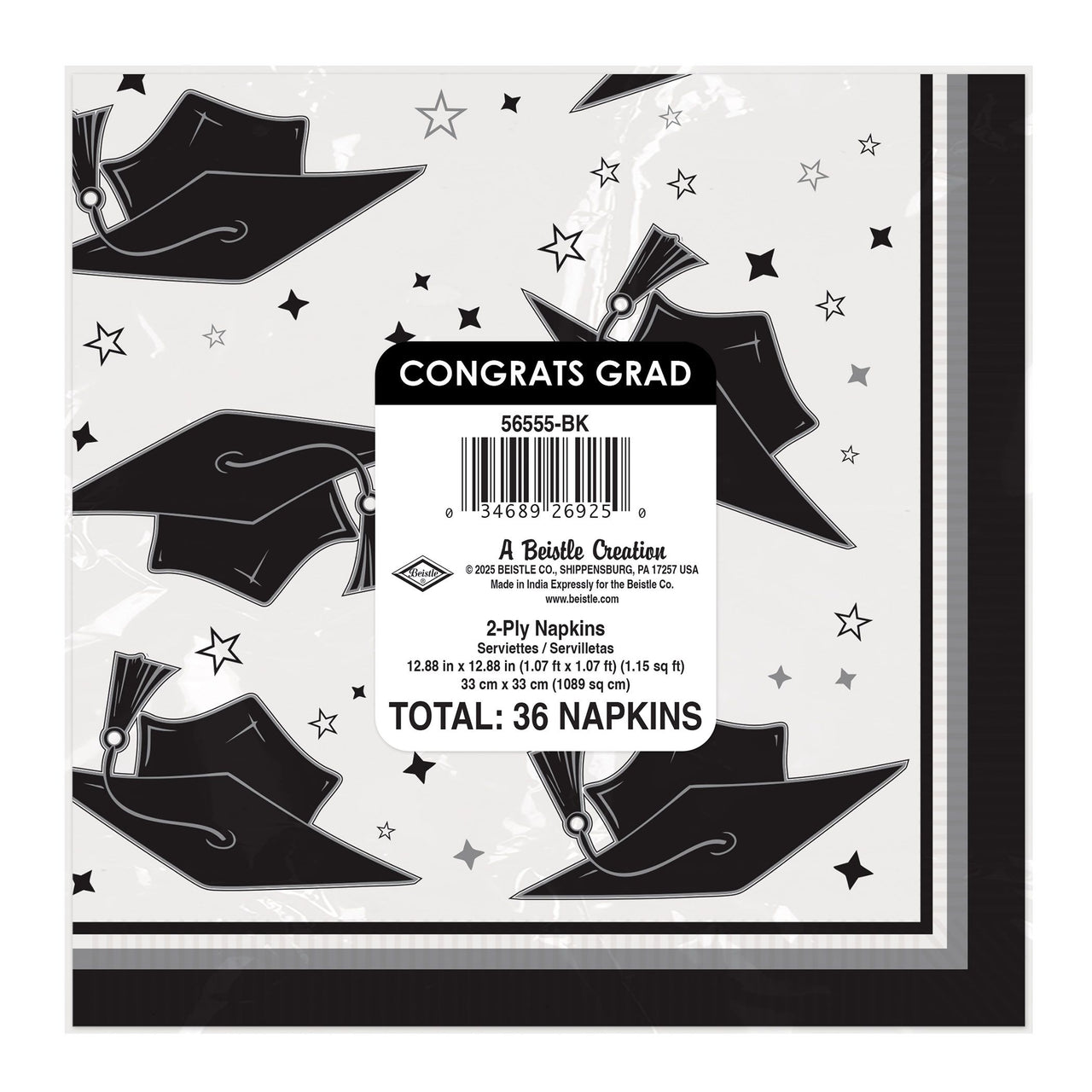 432 Pack Bulk Graduation Congrats Grad Luncheon Napkins Black