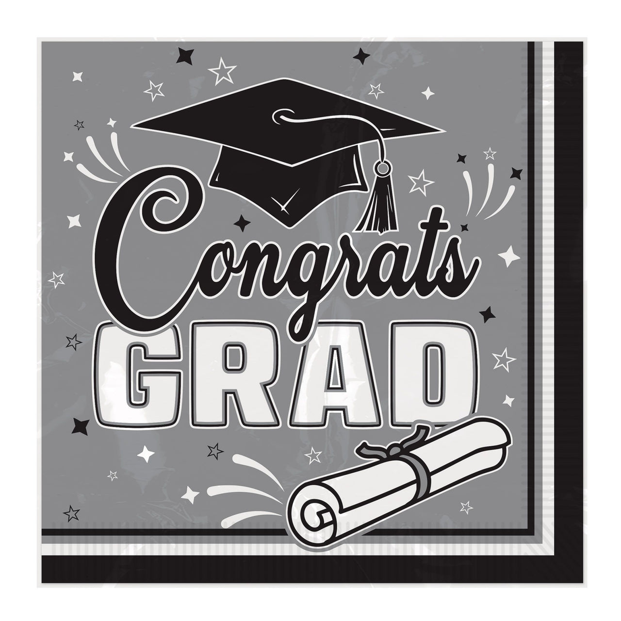 432 Pack Bulk Graduation Congrats Grad Luncheon Napkins Black