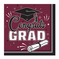 Congrats Grad Burgundy Luncheon Napkins - 36-Count Pack