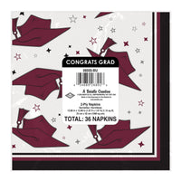 432 Pack Bulk Congrats Grad Burgundy Luncheon Napkins