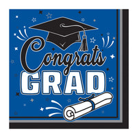 Congrats Grad Luncheon Napkins - Blue (36-Count)
