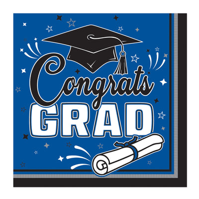 Congrats Grad Luncheon Napkins - Blue (36-Count)