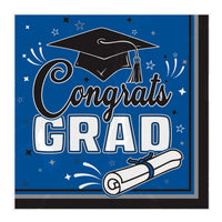 432 Pack Bulk Congrats Grad Luncheon Napkins Blue