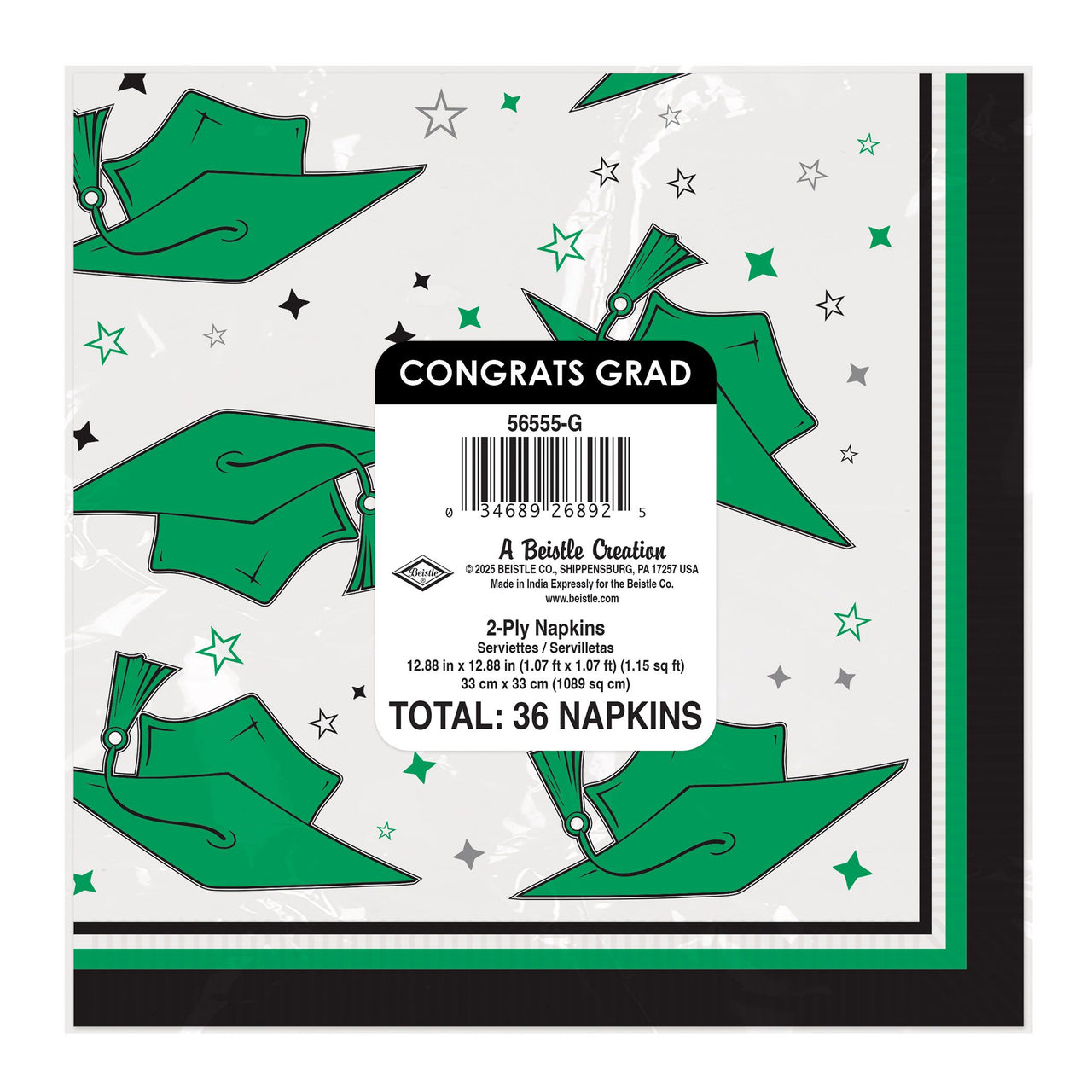 432 Pack Bulk Congrats Grad Green Luncheon Napkins 2-Ply