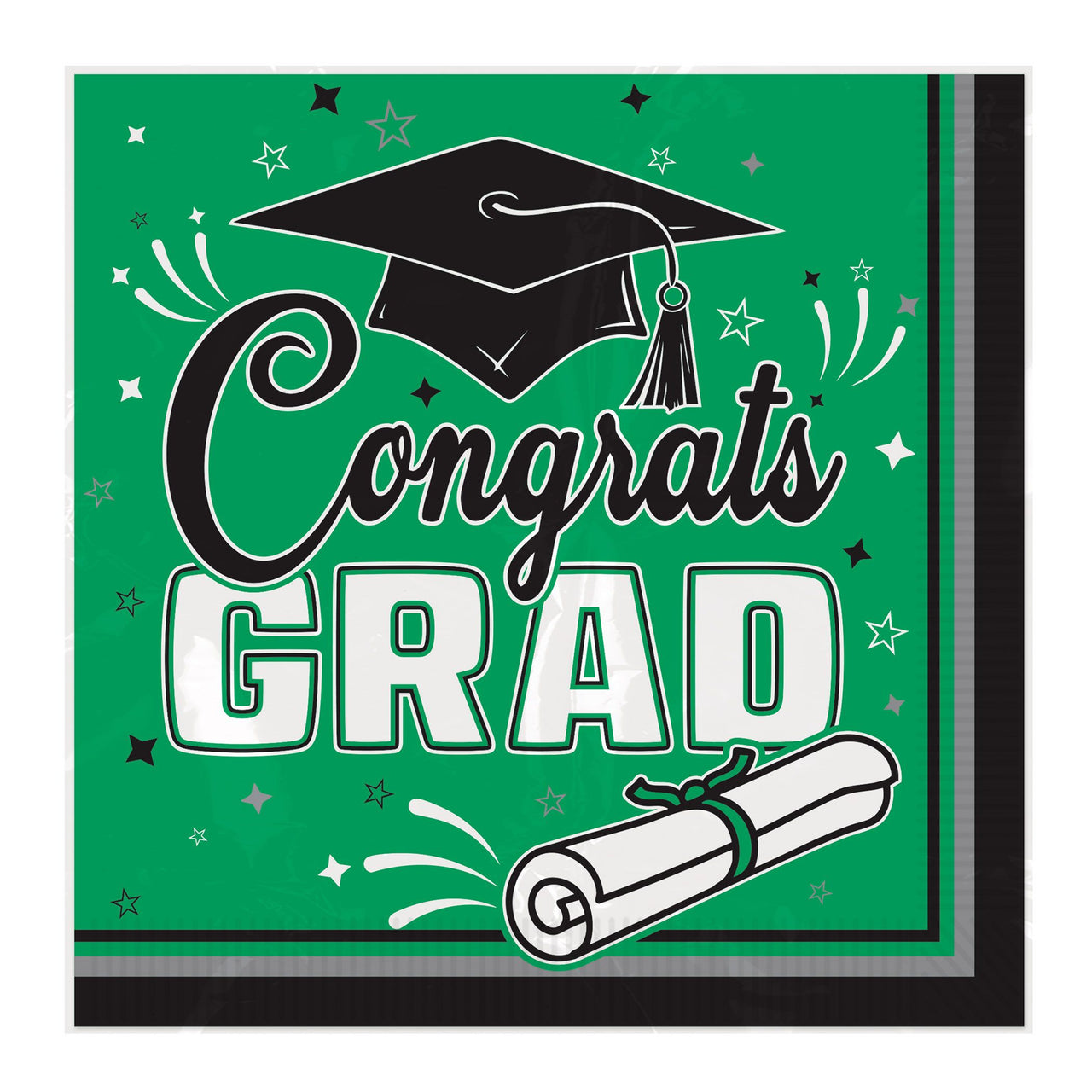 432 Pack Bulk Congrats Grad Green Luncheon Napkins 2-Ply