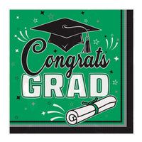432 Pack Bulk Congrats Grad Green Luncheon Napkins 2-Ply