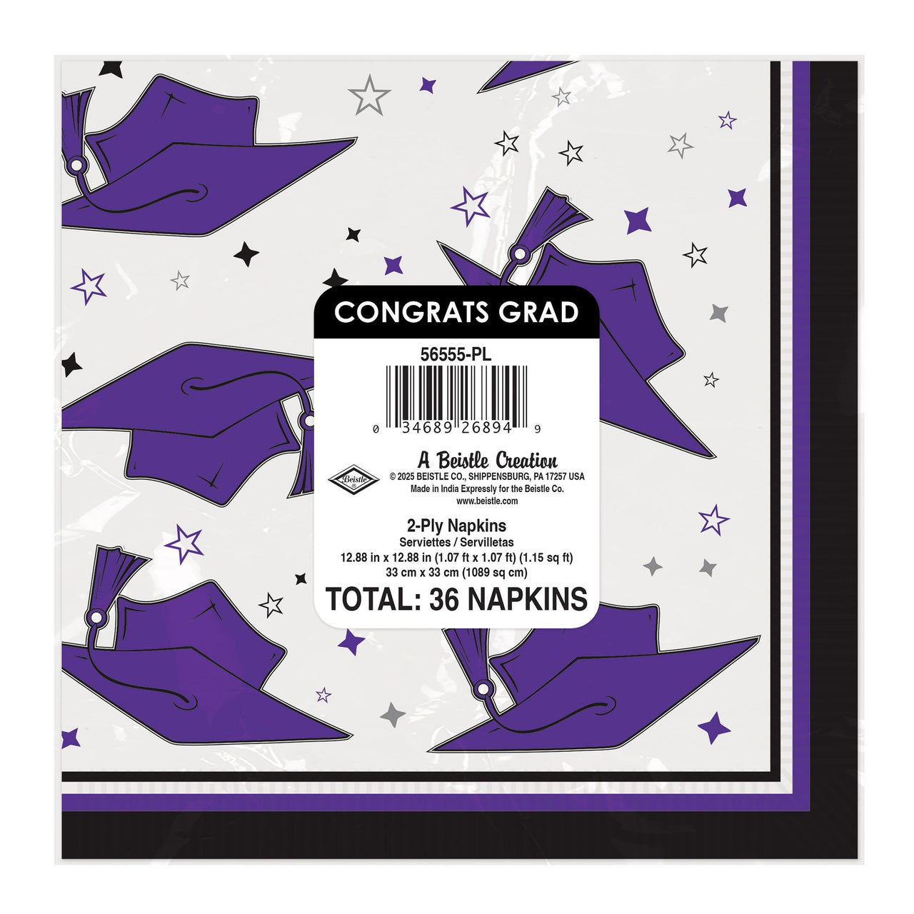 432 Pack Bulk Congrats Grad Purple Luncheon Napkins