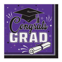 432 Pack Bulk Congrats Grad Purple Luncheon Napkins