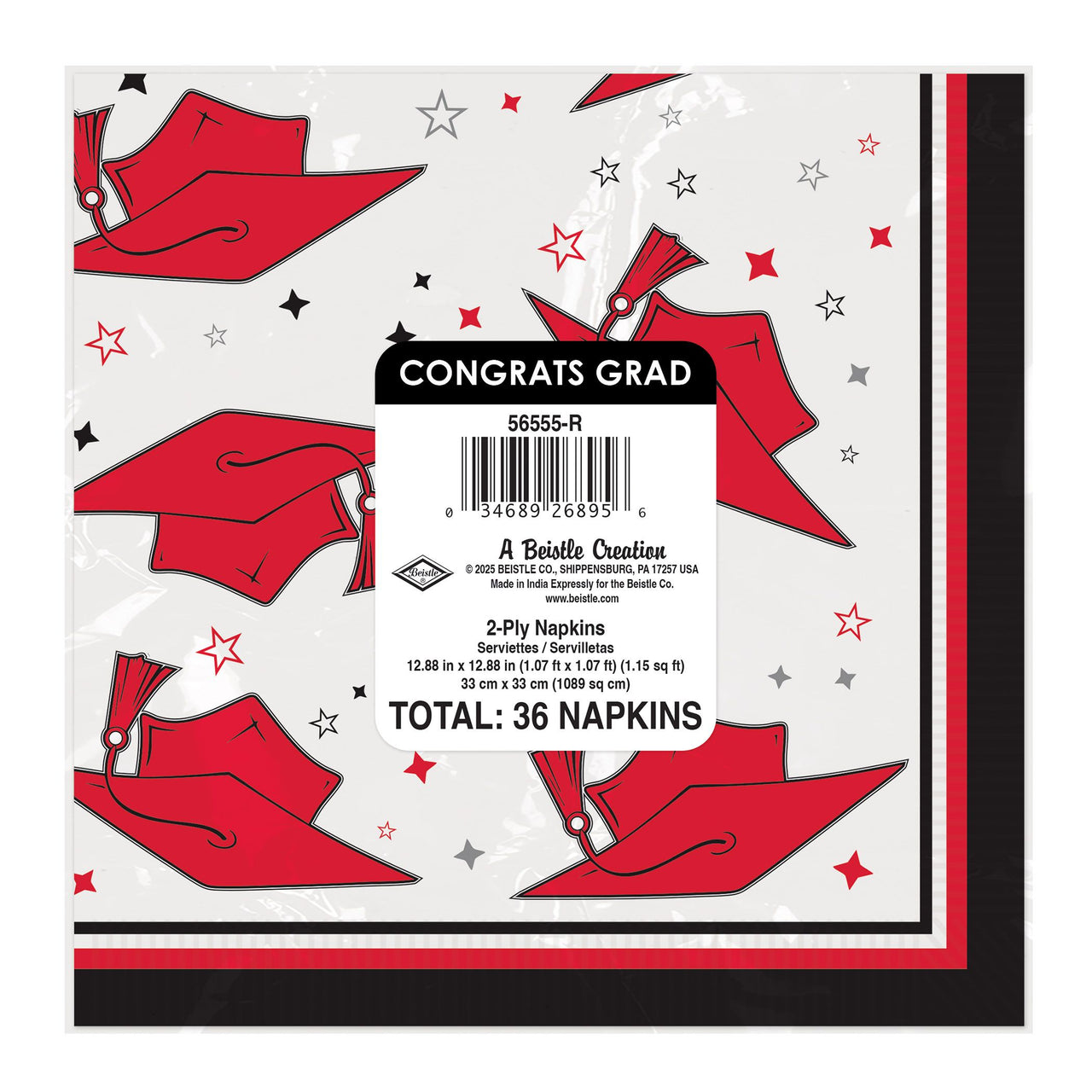 432 Pack Bulk Congrats Grad Red Luncheon Napkins 2-Ply
