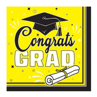 Congrats Grad Yellow Luncheon Napkins - 36 Ct (12 Pkgs)