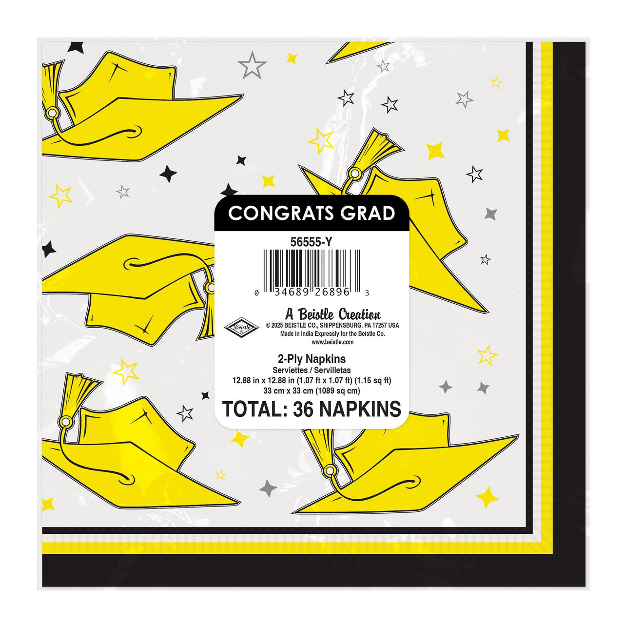 432 Pack Bulk Congrats Grad Yellow Luncheon Napkins