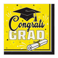 432 Pack Bulk Congrats Grad Yellow Luncheon Napkins